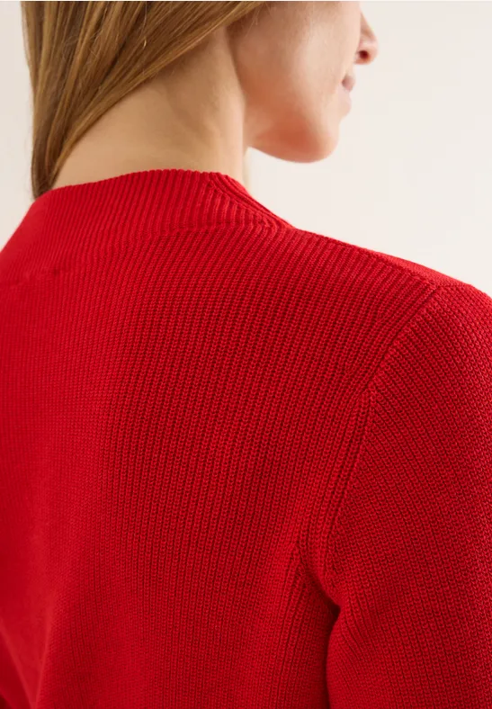 Pull à structure mixte fiery red