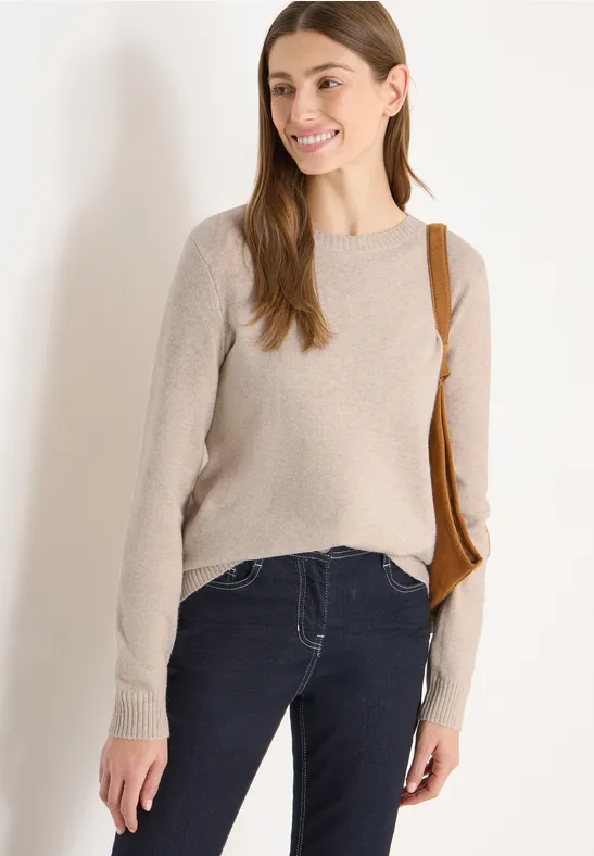 Softer Pullover in Unifarbe desert beige melange