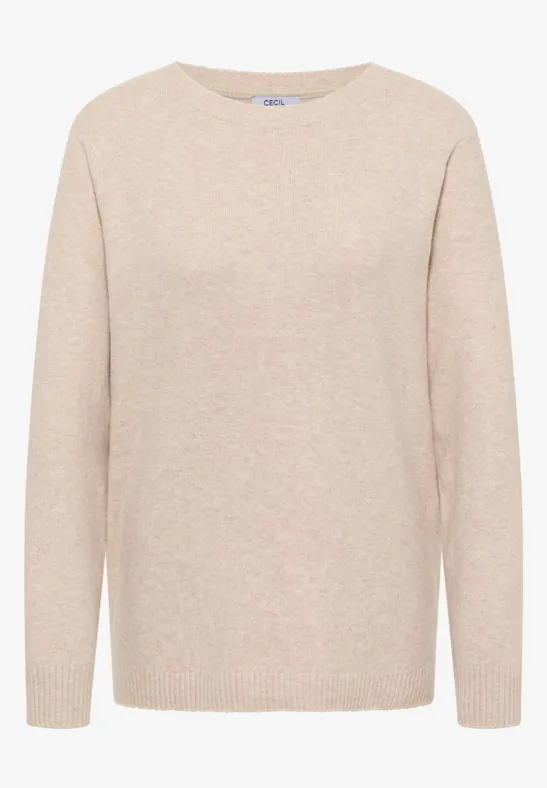 Softer Pullover in Unifarbe desert beige melange
