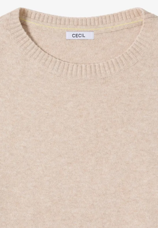 Softer Pullover in Unifarbe desert beige melange