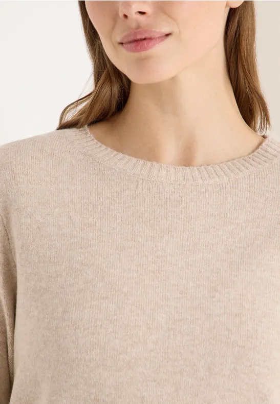 Softer Pullover in Unifarbe desert beige melange