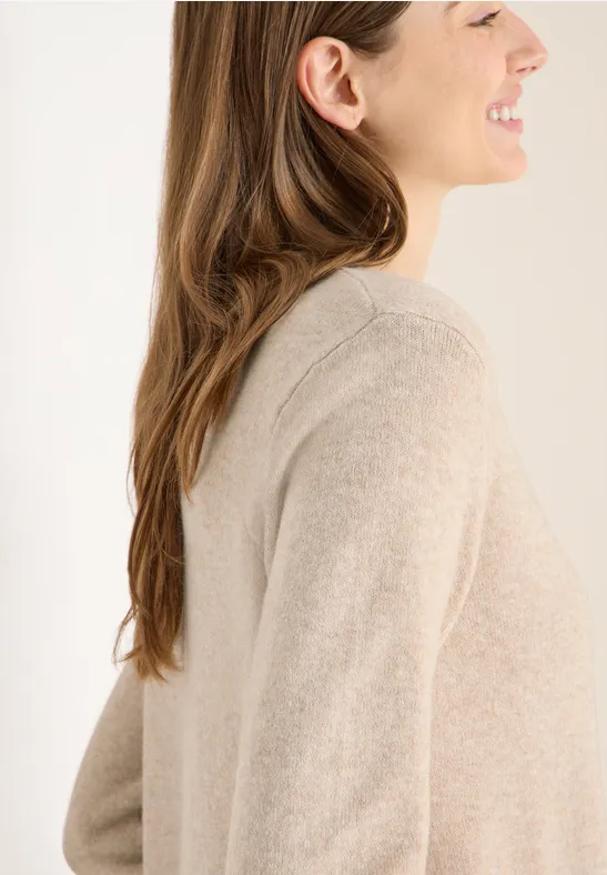 Softer Pullover in Unifarbe desert beige melange