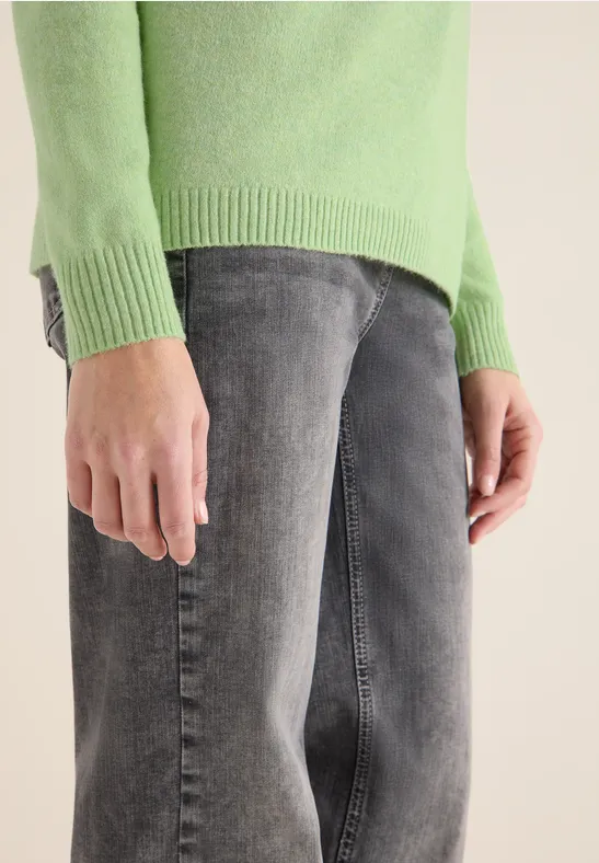 Softer Pullover in Unifarbe bamboo green melange