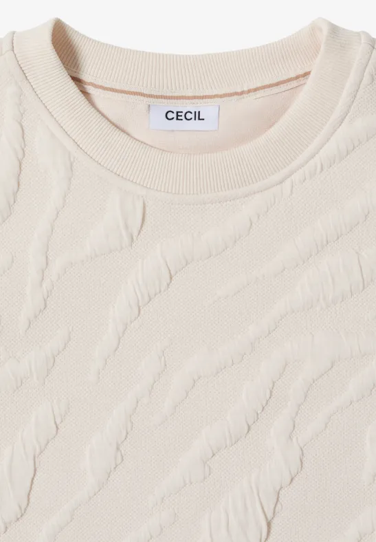 Strukturmuster Sweatshirt light beige