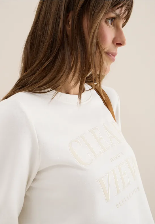 Sweatshirt met tekst vanilla white
