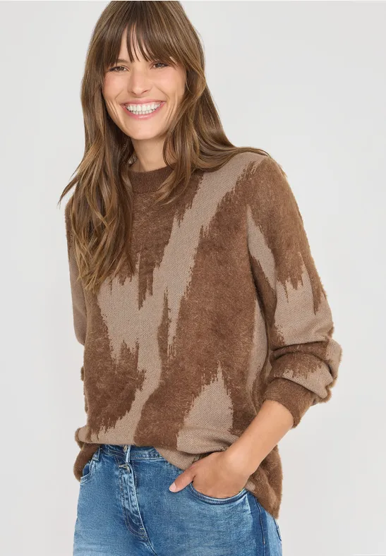 Gemusterter Pullover mocha caramel