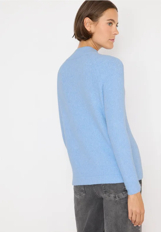 Strukturpullover mit Zipper sporty light blue melange