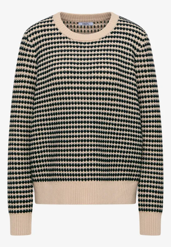 Two-Tone Strukturpullover oat milk beige