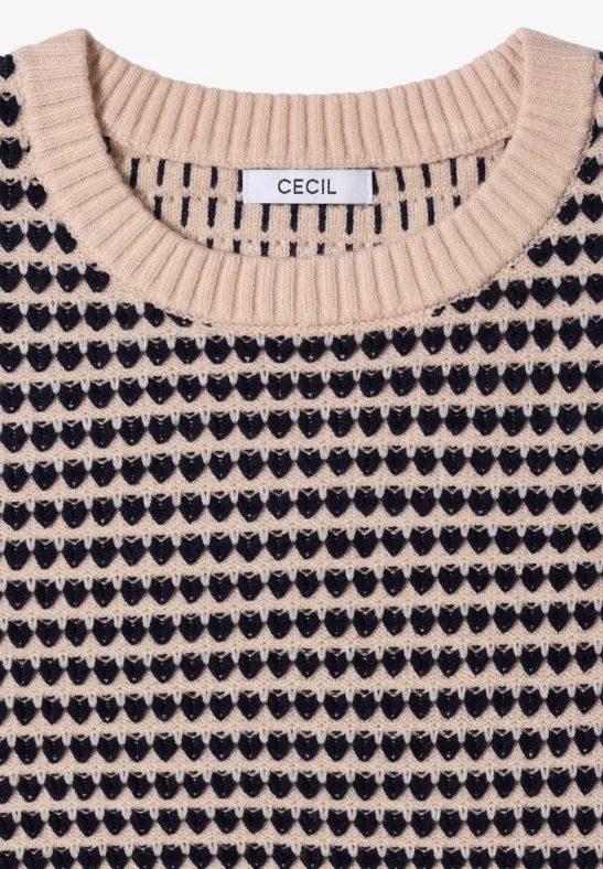 Two-Tone Strukturpullover oat milk beige