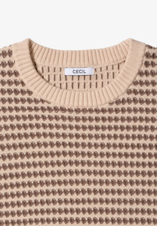 Two-Tone Strukturpullover cocoa taupe