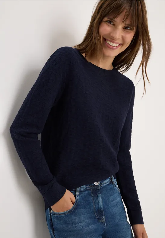 Leo getextureerde trui urban dark blue