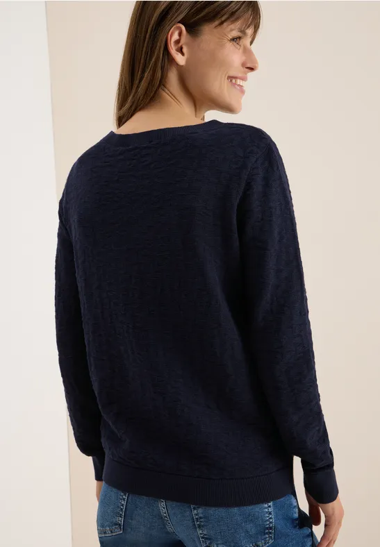 Leo getextureerde trui urban dark blue