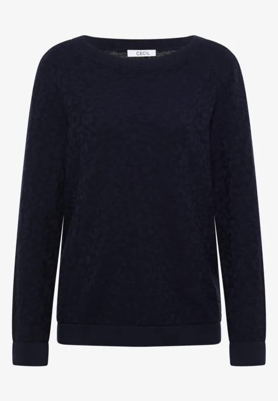 Leo getextureerde trui urban dark blue