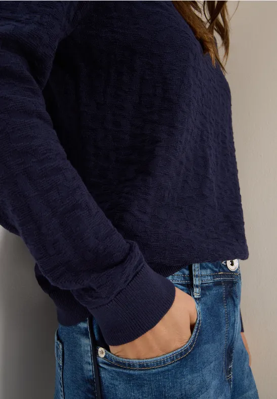 Leo getextureerde trui urban dark blue