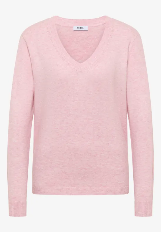 Kuscheliger V-Neck Pullover blossom glow melange