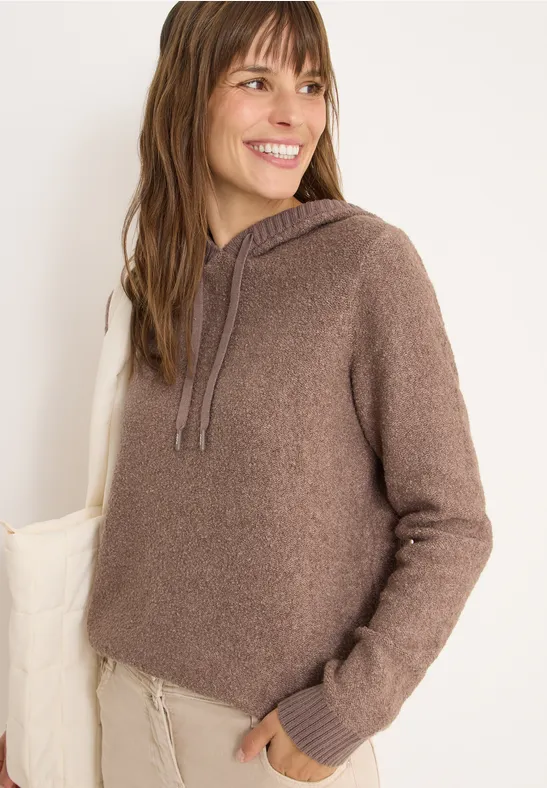 Doux pull-over en maille bouclette chocolate mousse melange