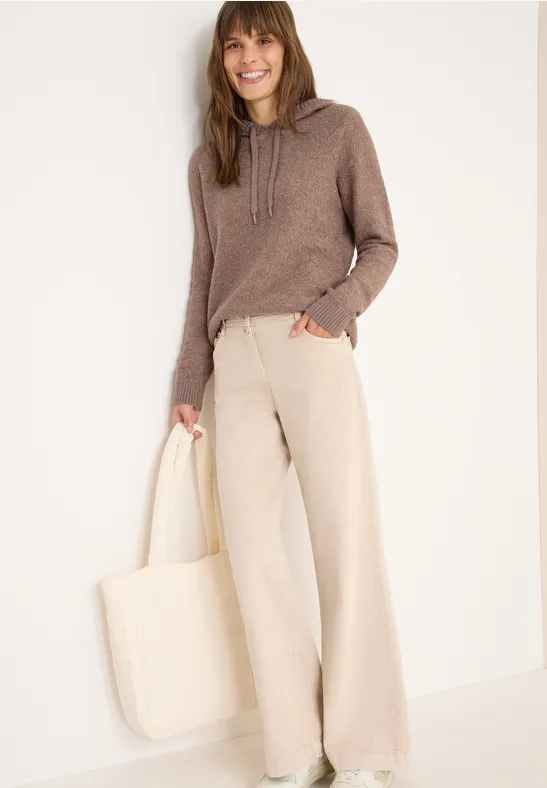 Doux pull-over en maille bouclette chocolate mousse melange