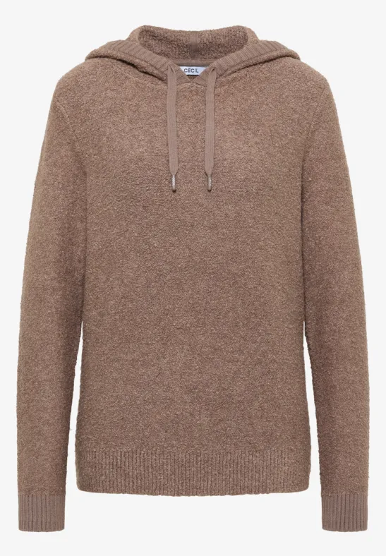 Doux pull-over en maille bouclette chocolate mousse melange