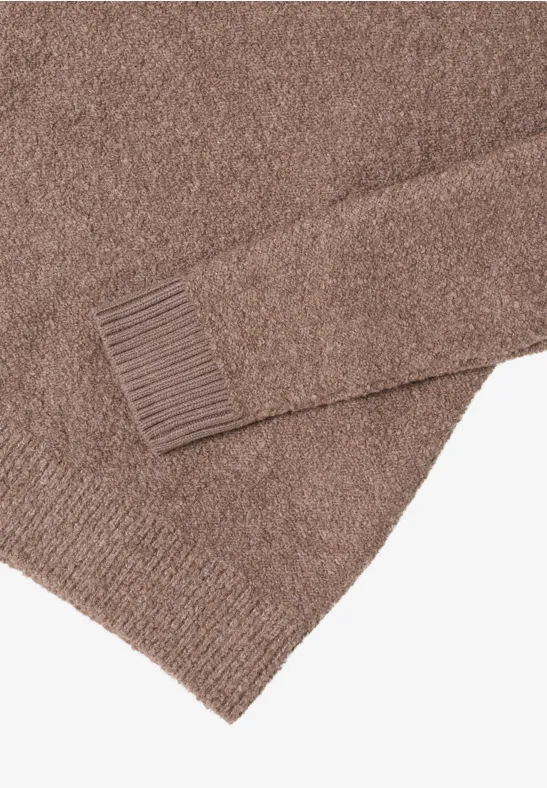Doux pull-over en maille bouclette chocolate mousse melange