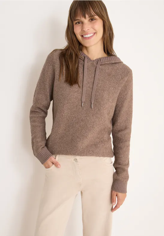Doux pull-over en maille bouclette chocolate mousse melange