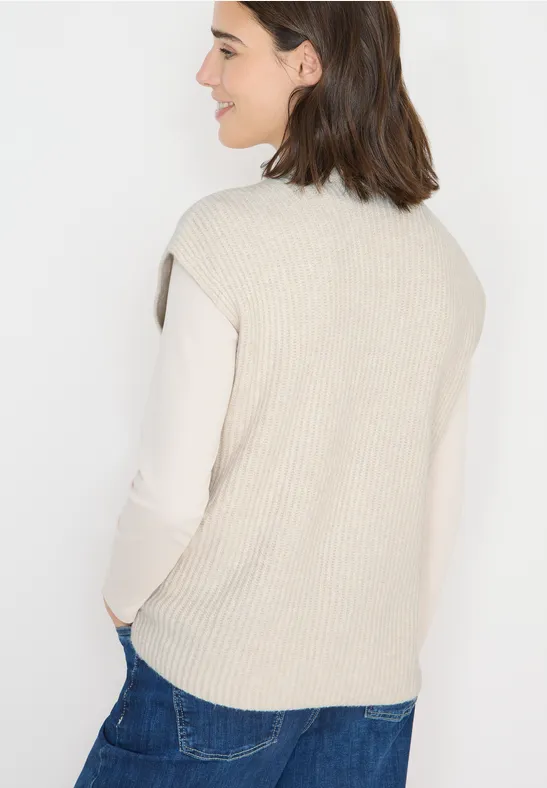 Pullunder mit Strickdetail oat milk beige melange