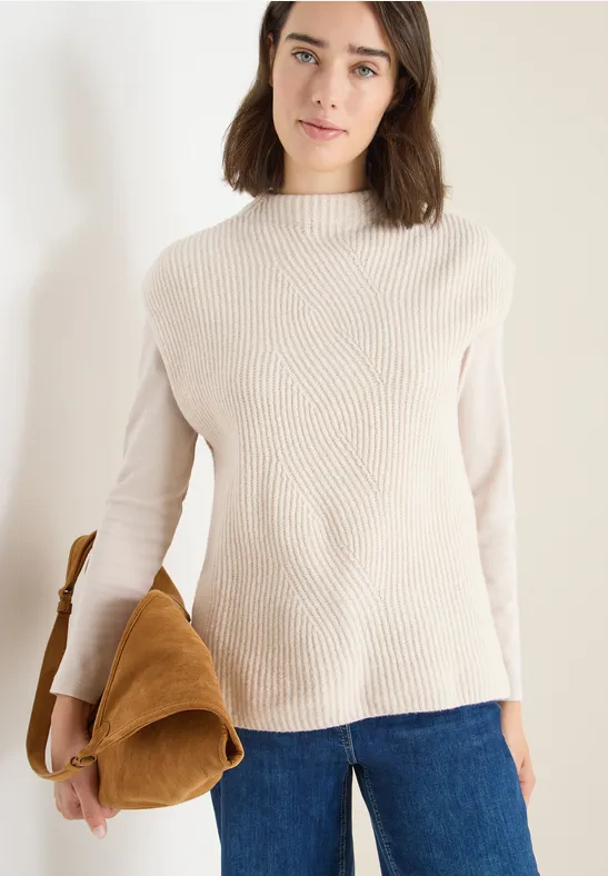 Pullunder mit Strickdetail oat milk beige melange