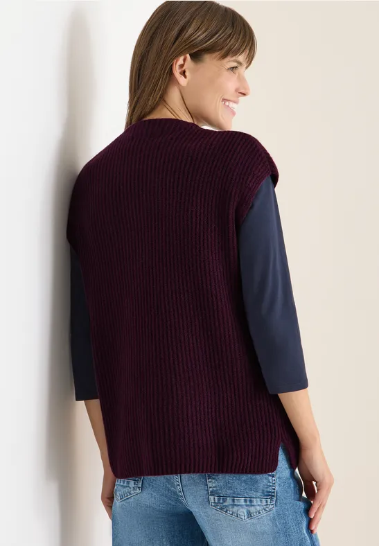 Sweter z dzianinowymi detalami eggplant red