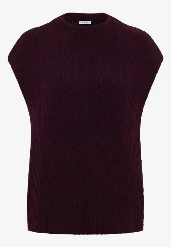 Sweter z dzianinowymi detalami eggplant red