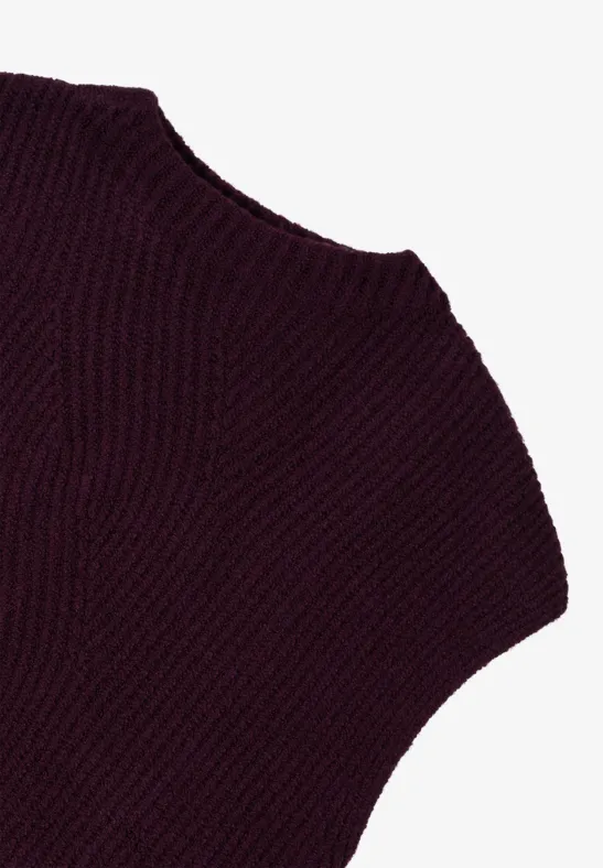 Sweter z dzianinowymi detalami eggplant red