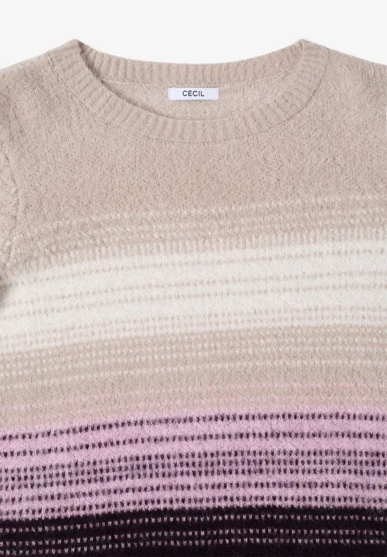 Federgarn Streifenpullover eggplant red