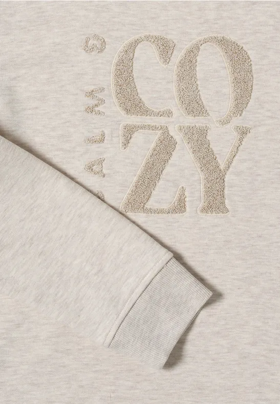 Pullover mit Embroidery oat milk beige melange