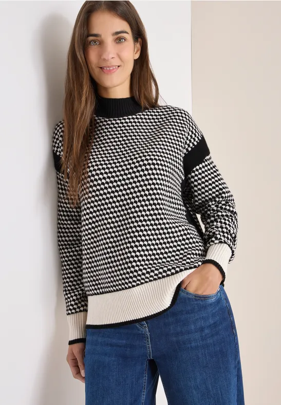 Struktur-Pullover Black