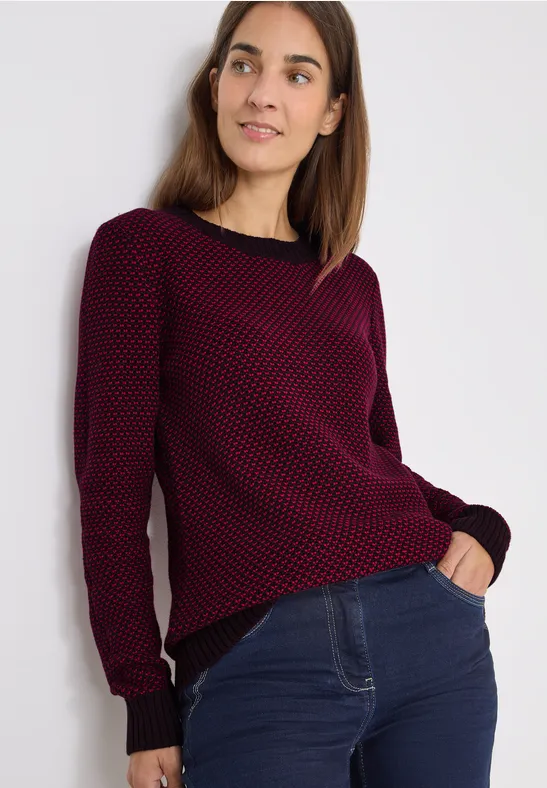 Strukturpullover eggplant red
