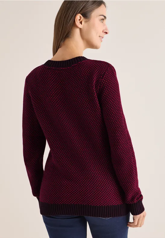 Strukturpullover eggplant red