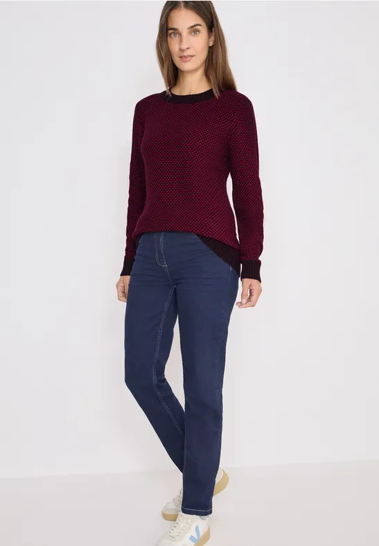 Strukturpullover eggplant red