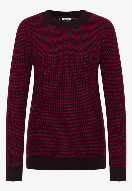 Strukturpullover eggplant red