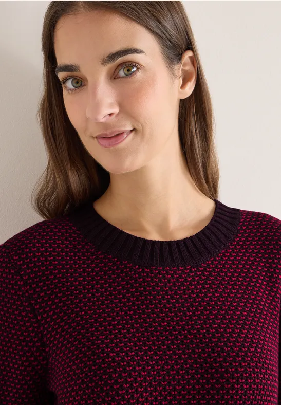 Strukturpullover eggplant red
