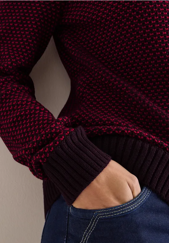 Strukturpullover eggplant red