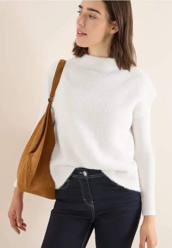 Two-Tone Federgarn Pullunder light greige