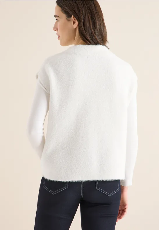 Two-Tone Federgarn Pullunder light greige