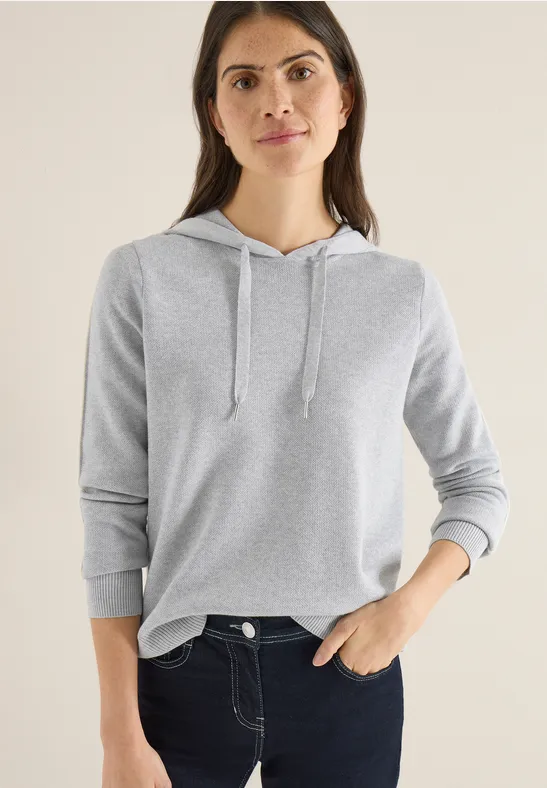 Jacquard Hoodie mit Glitzer luna grey melange