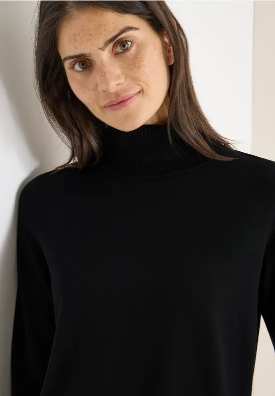 Basic Rollkragenpullover Black