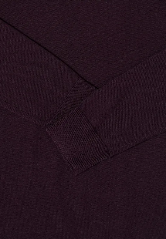 Basic Rollkragenpullover eggplant red