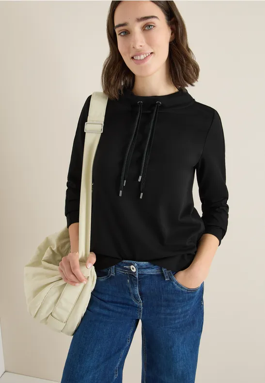 Sweatshirt mit Glitzertape Black