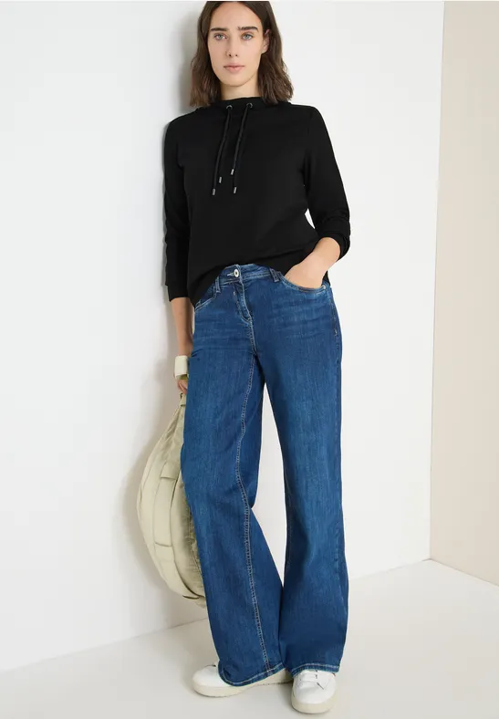 Sweatshirt mit Glitzertape Black