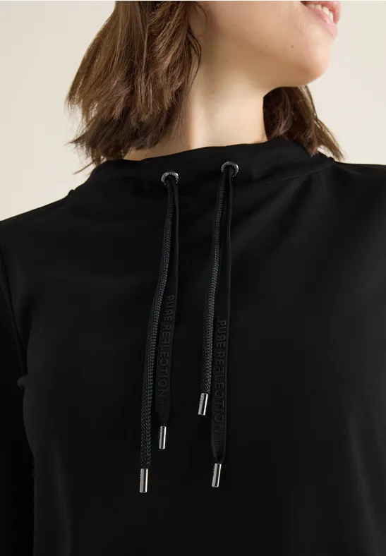 Sweatshirt mit Glitzertape Black