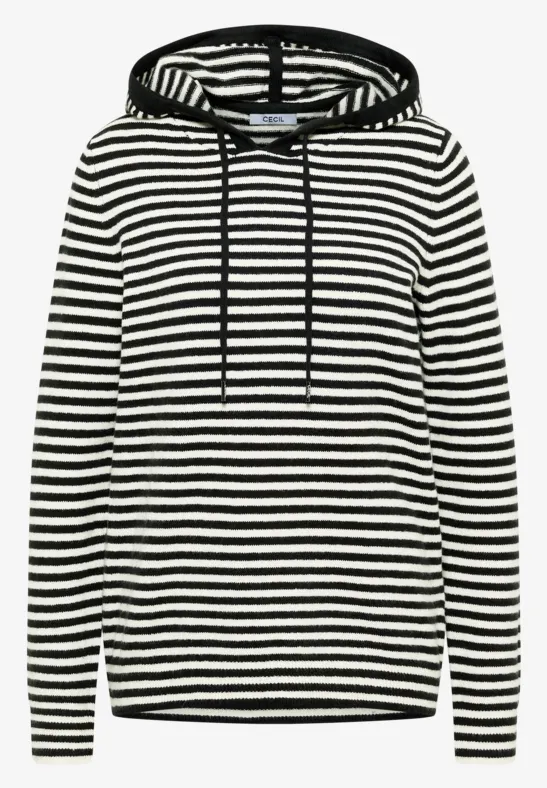 Gestreifter Kapuzenpullover Black
