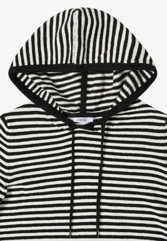 Gestreifter Kapuzenpullover Black