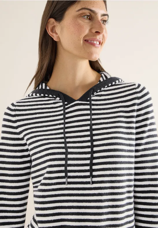 Gestreifter Kapuzenpullover Black