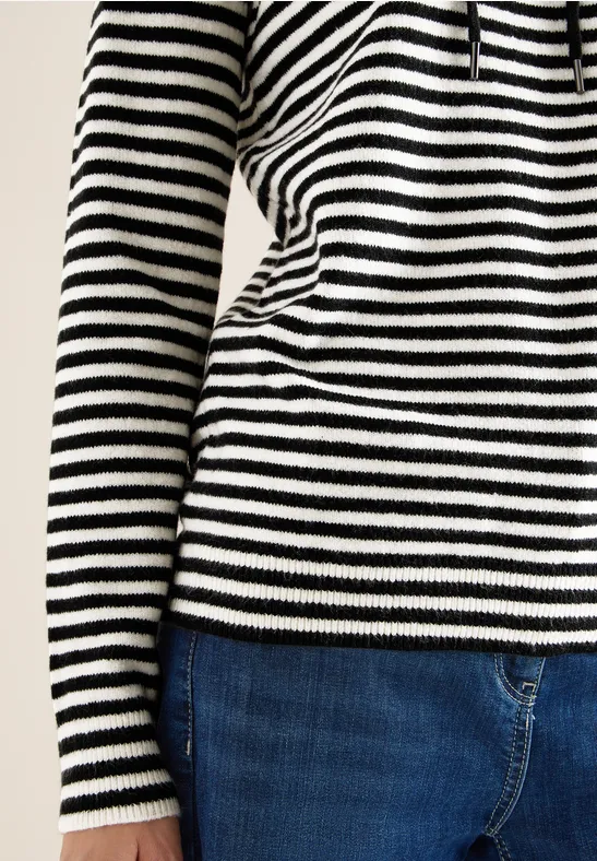 Gestreifter Kapuzenpullover Black
